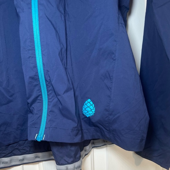 Stio Women’s L Second Light Zip-up Blue Jacket Packable Thumb Holes Back Pocket - Picture 2 of 8